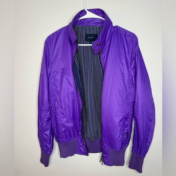FACONNABLE Women's Size Medium Purple Jacket Lined Pattern Zip Up Button - Picture 10 of 14